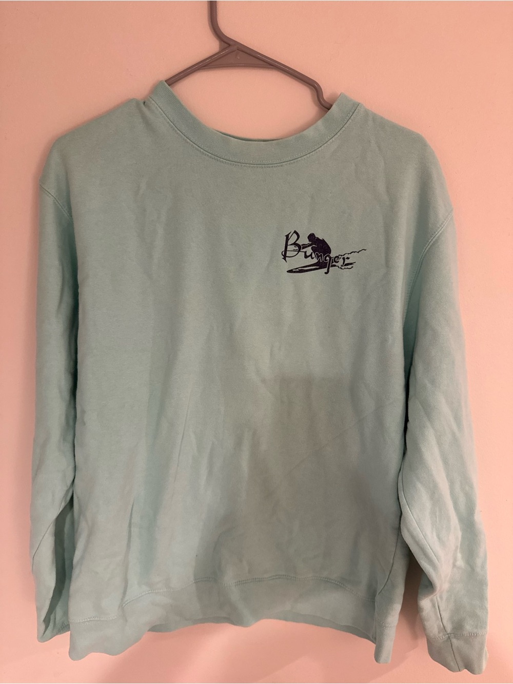 Bunger Light Aqua Crewneck Sweatshirt with Chest Logo
